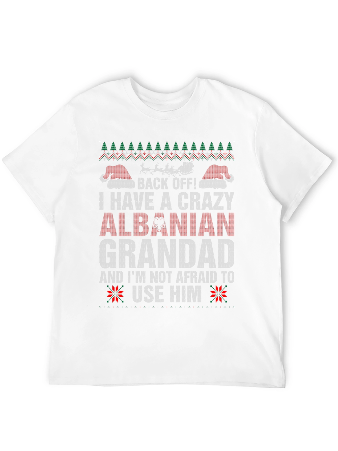 Crazy Albanian Grandad Ugly Christmas Sweater T-Shirt