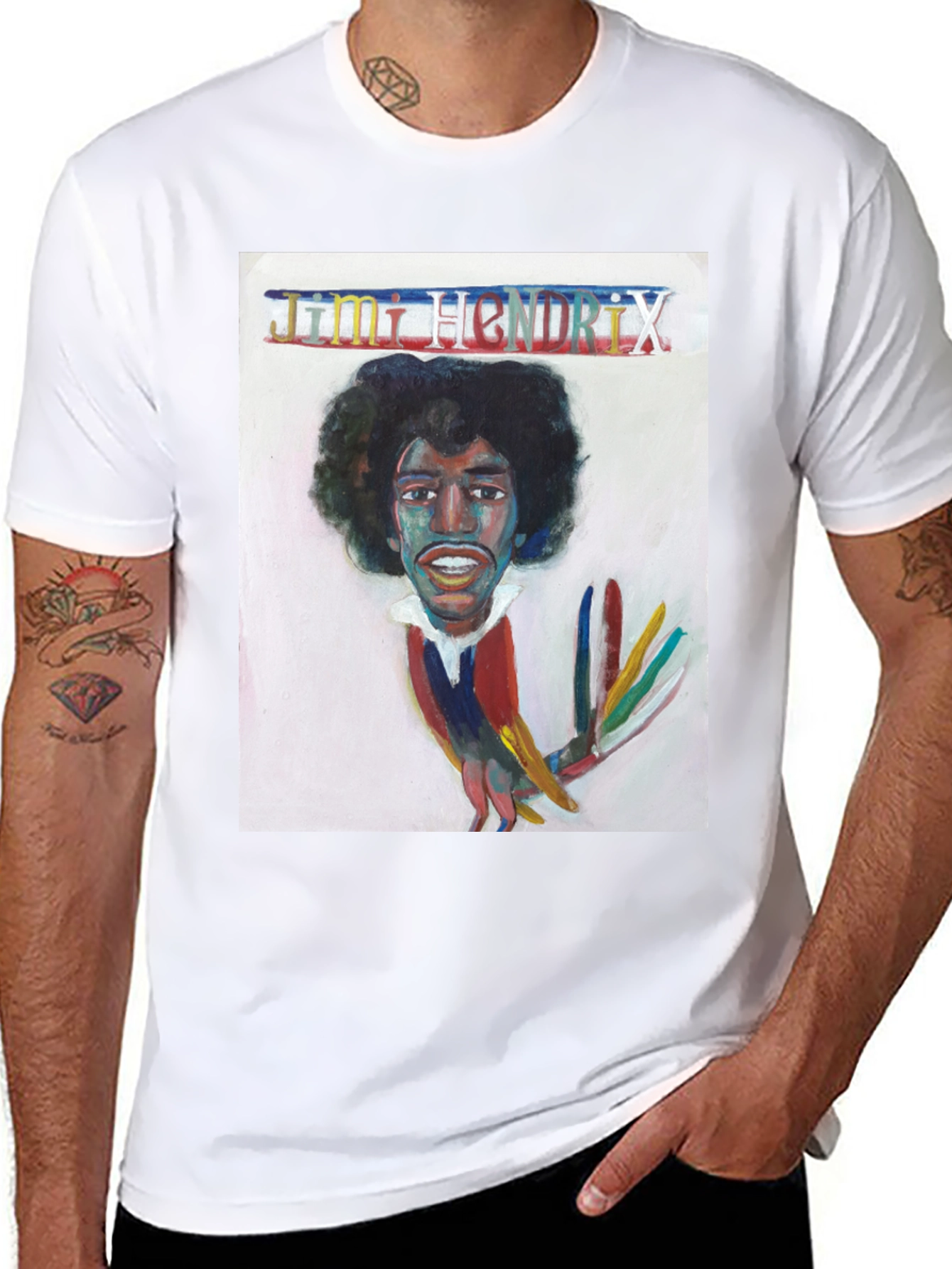 Jimi Hendrix Graphic Print Black T-Shirt