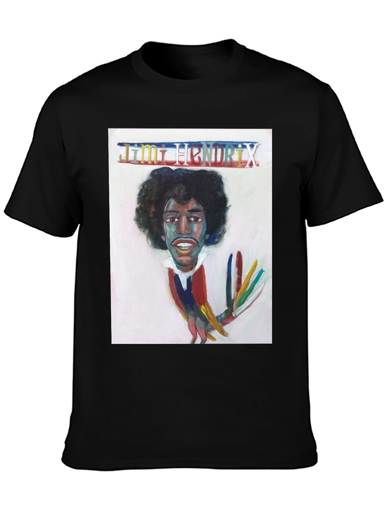 Jimi Hendrix Graphic Print Black T-Shirt