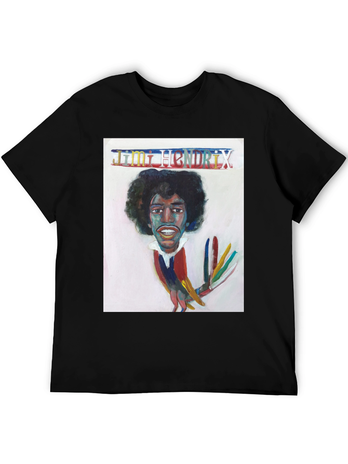 Jimi Hendrix Graphic Print Black T-Shirt