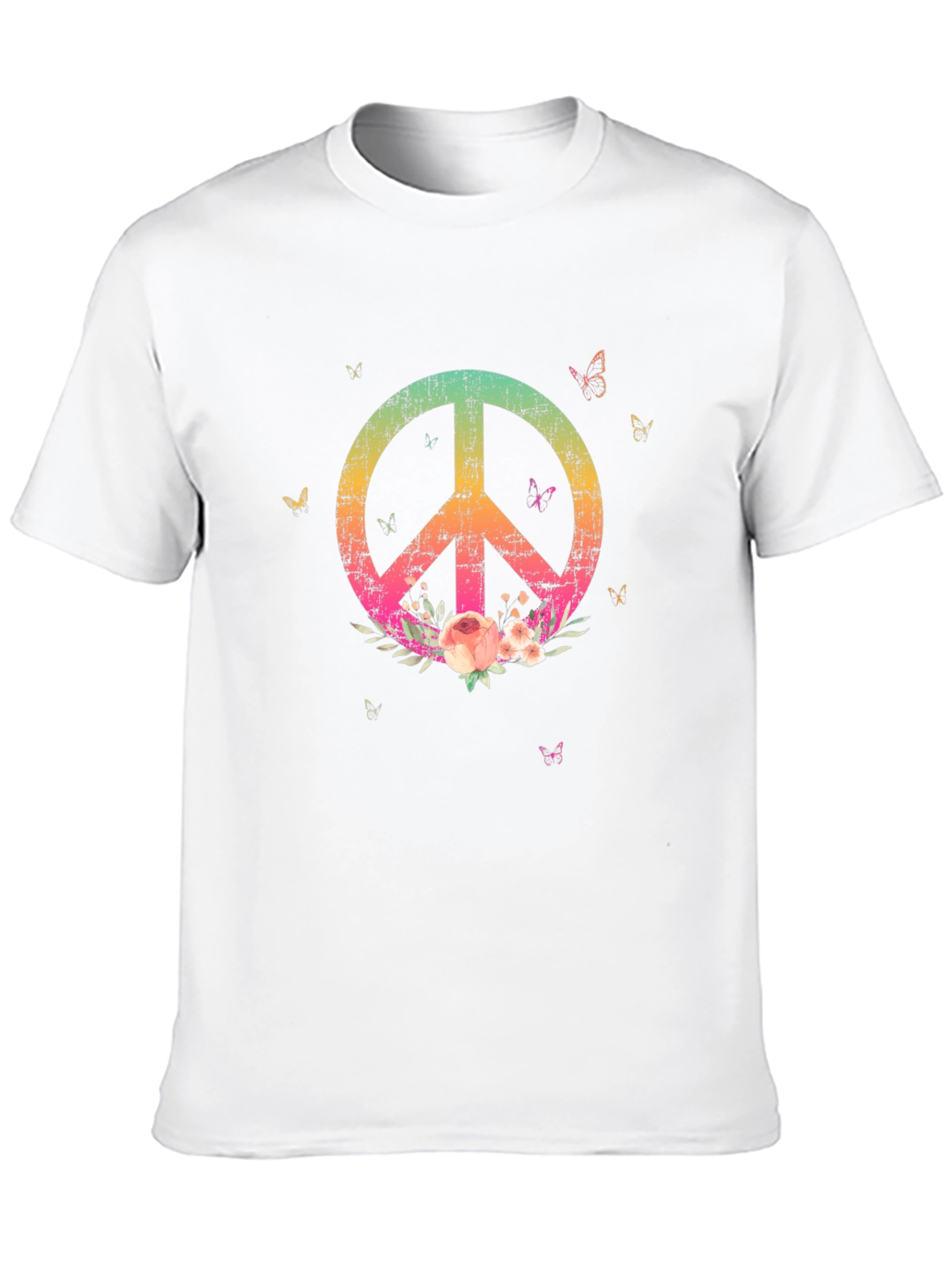 Peace Sign Floral T-Shirt - Black