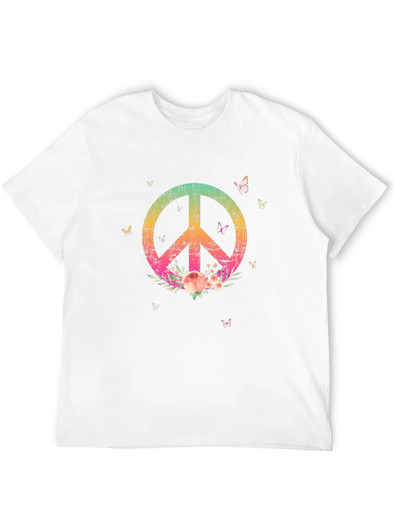 Peace Sign Floral T-Shirt - Black