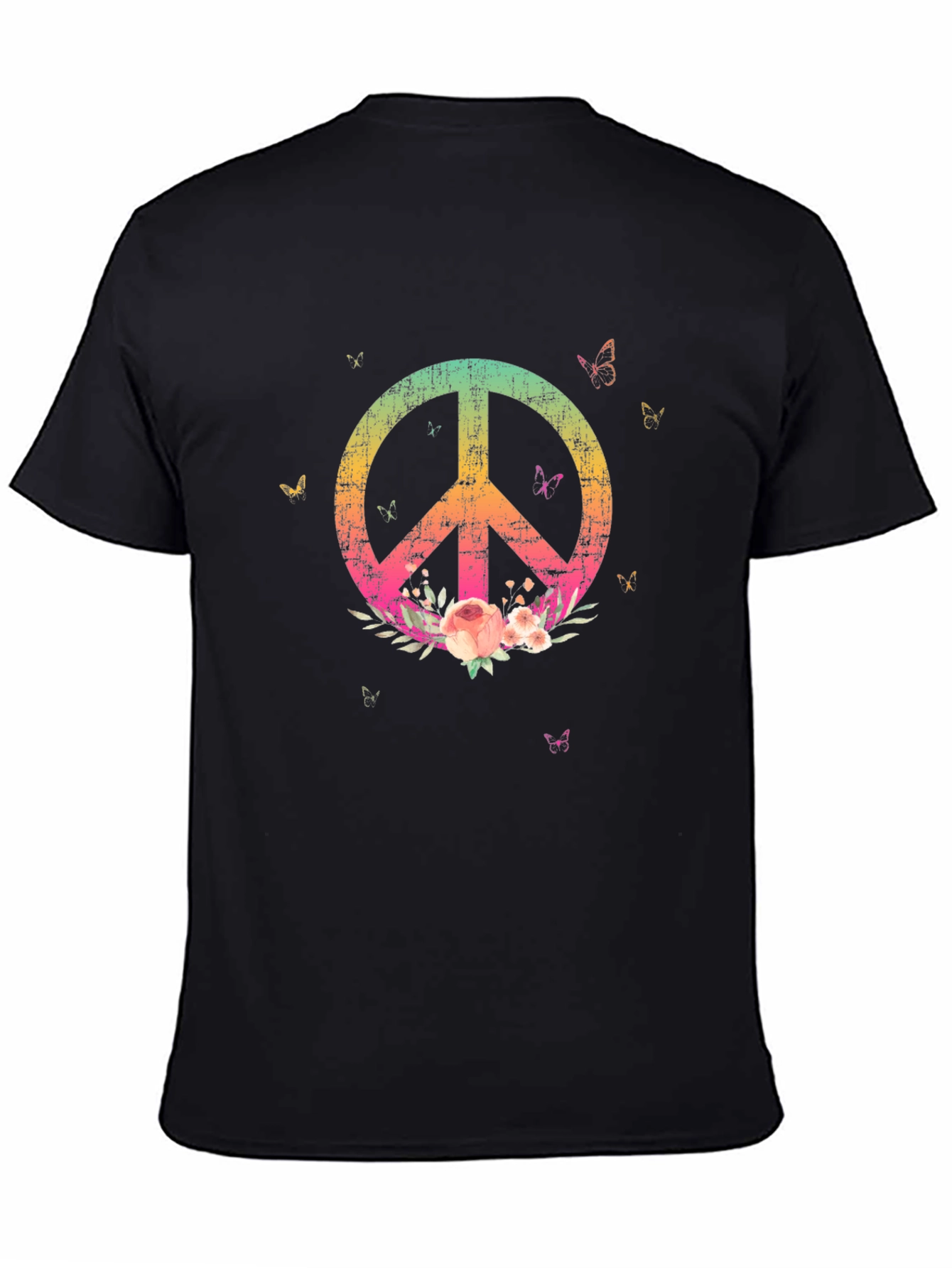 Peace Sign Floral T-Shirt - Black