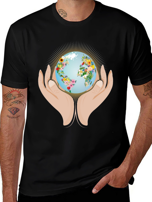 Earth Day Floral Globe Graphic T-Shirt