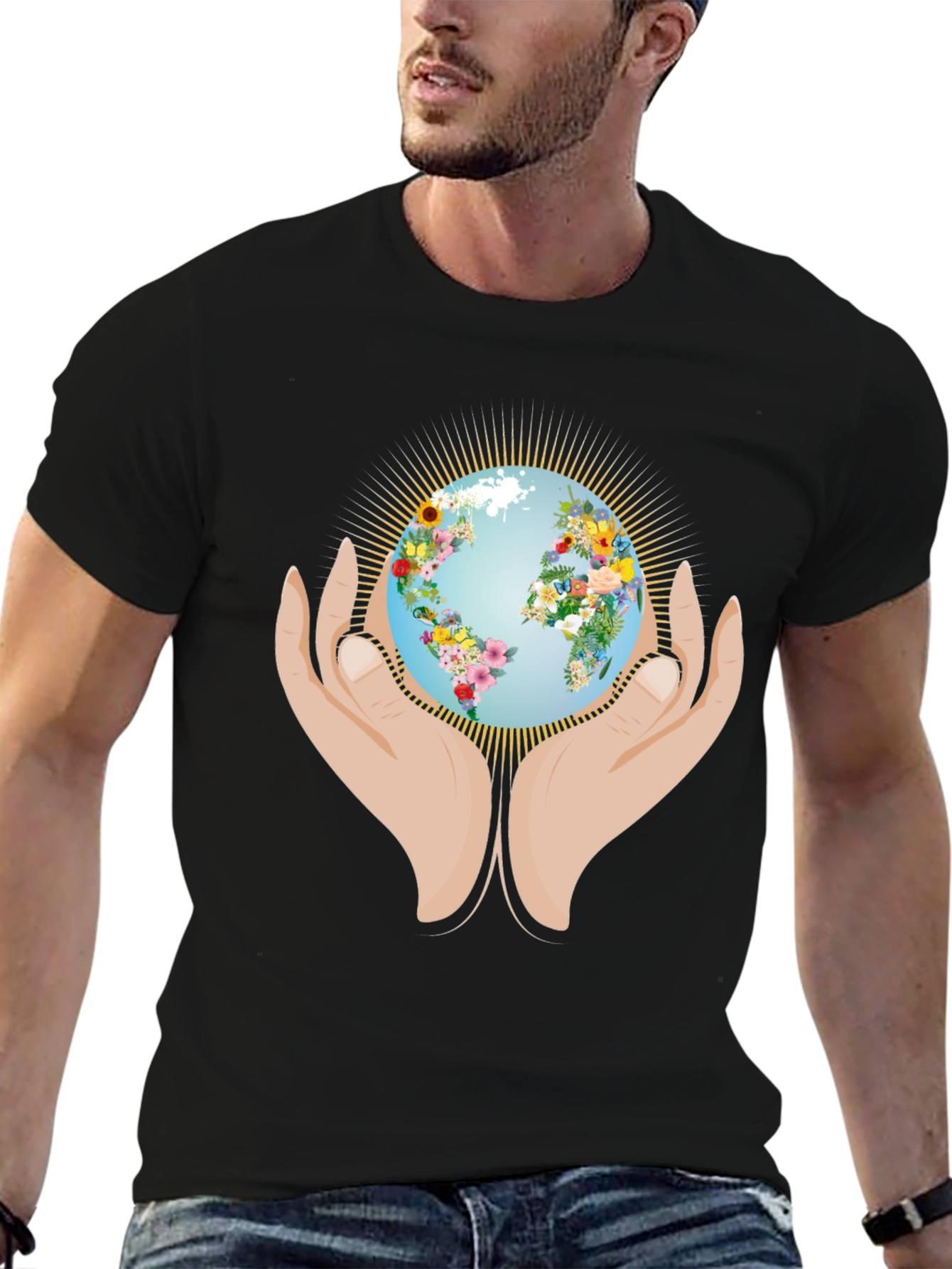 Earth Day Floral Globe Graphic T-Shirt