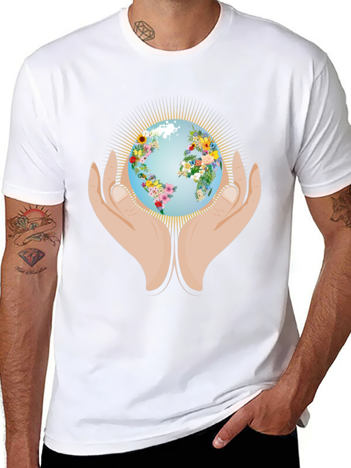 Earth Day Floral Globe Graphic T-Shirt