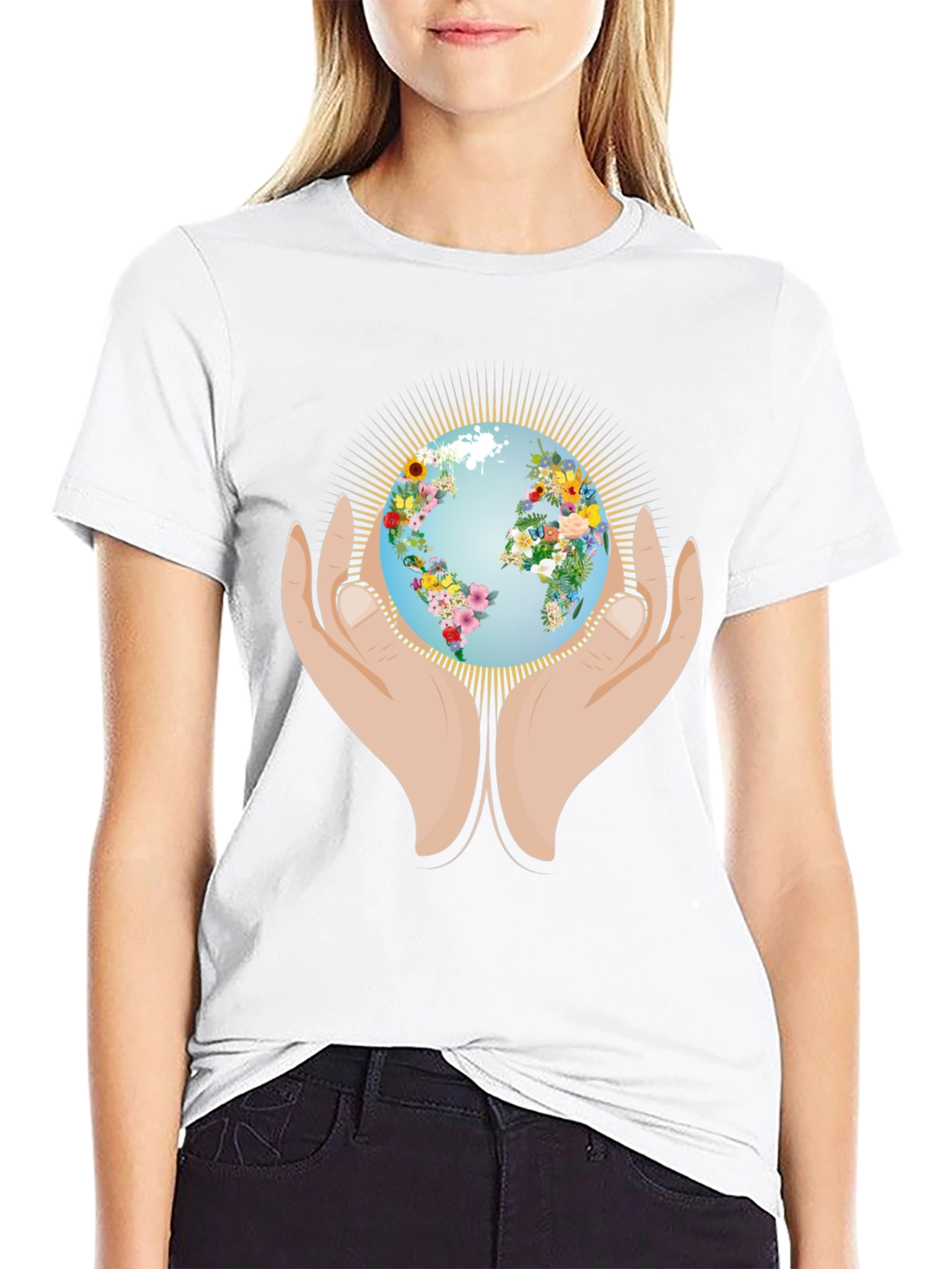 Earth Day Floral Globe Graphic T-Shirt