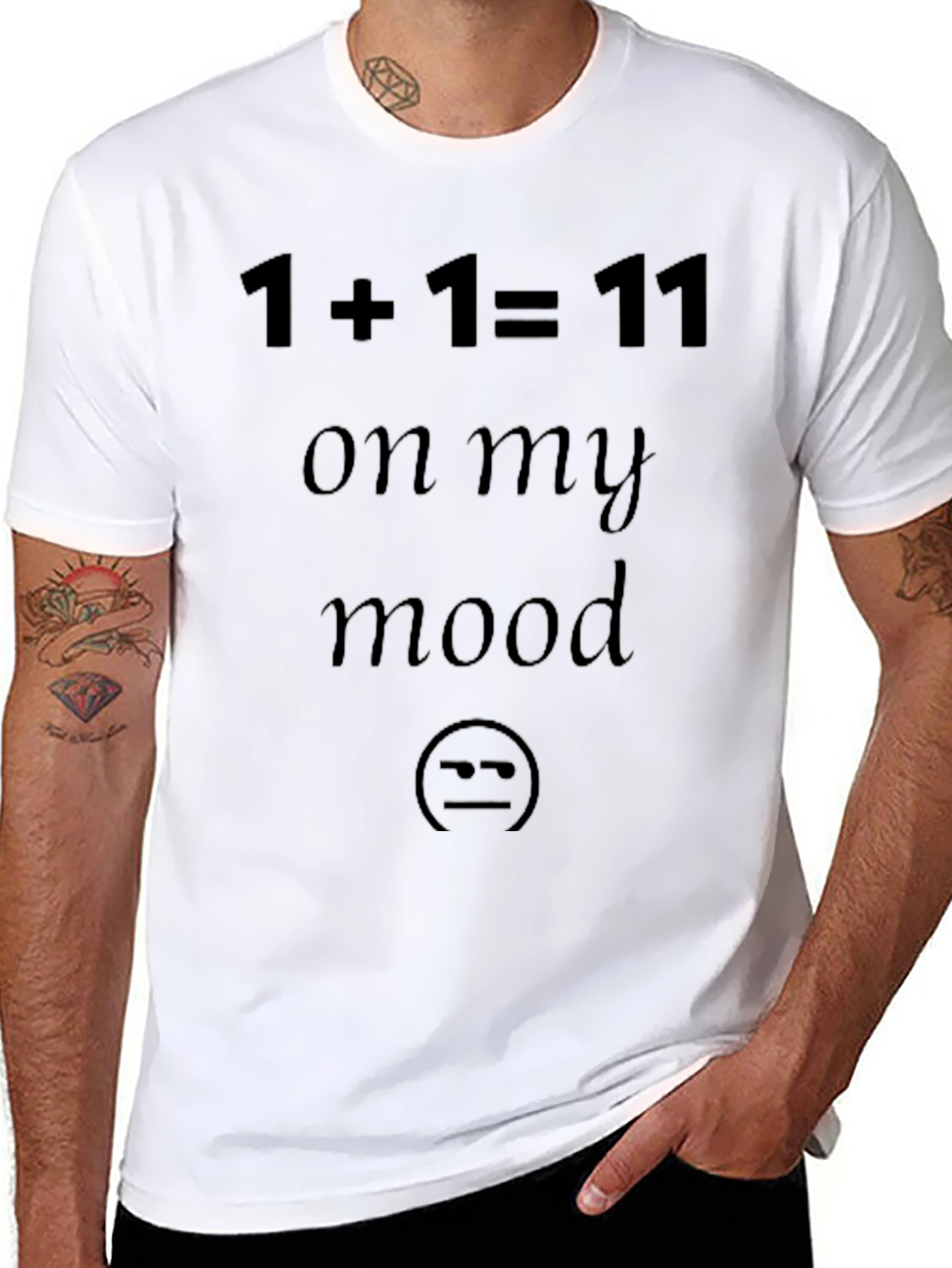 1+1=11 On My Mood Funny Black T-Shirt