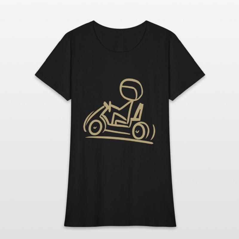 Go-Kart Silhouette Stick Figure Line Drawing
