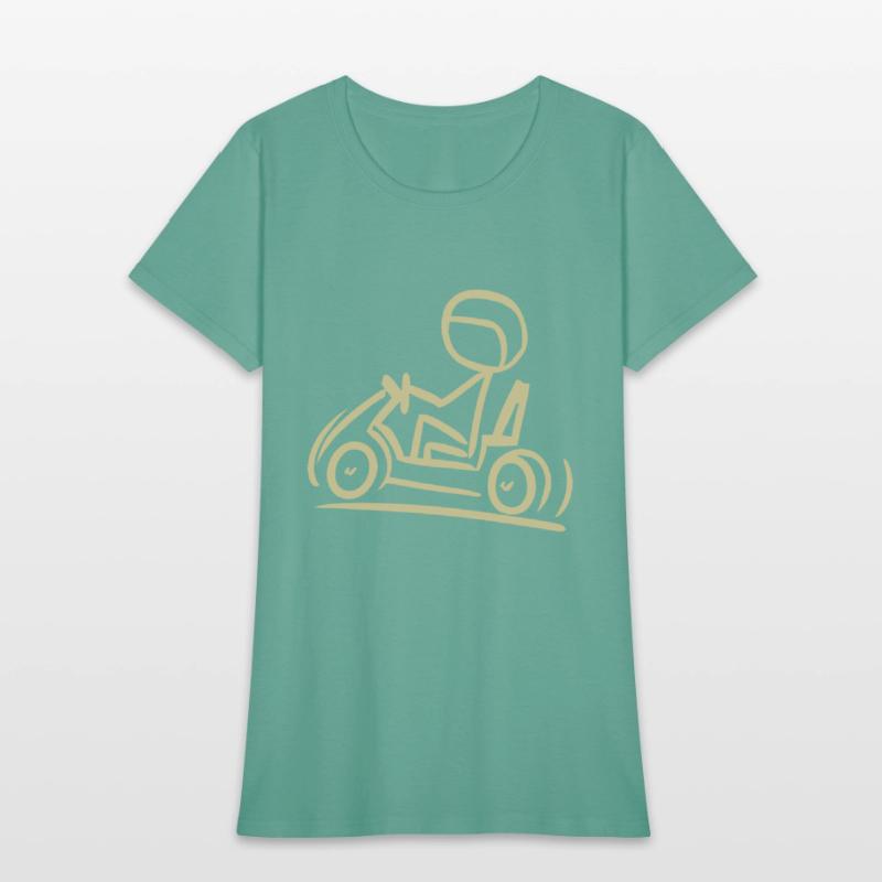 Go-Kart Silhouette Stick Figure Line Drawing