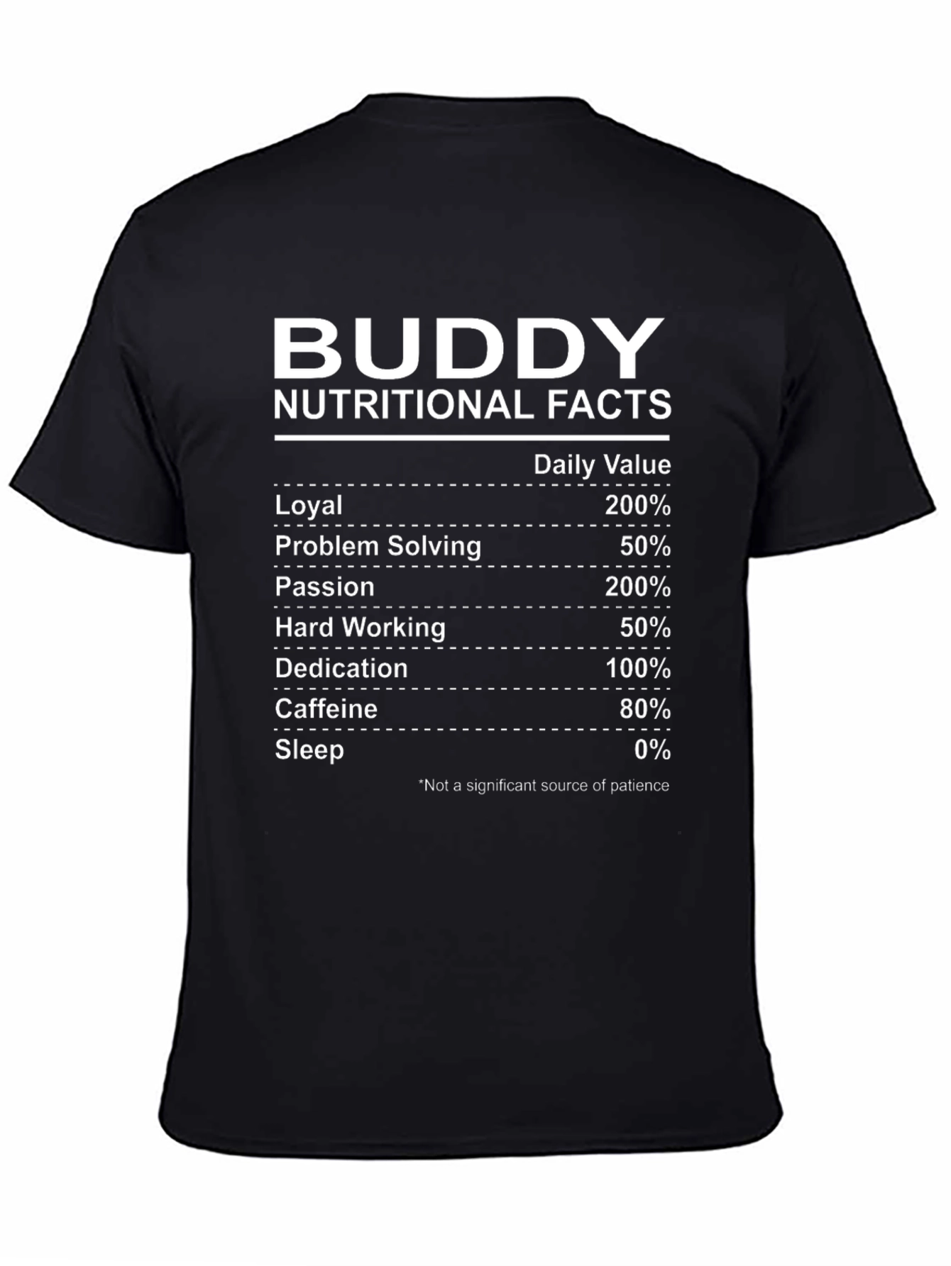 Buddy Nutritional Facts Graphic T-Shirt - Black