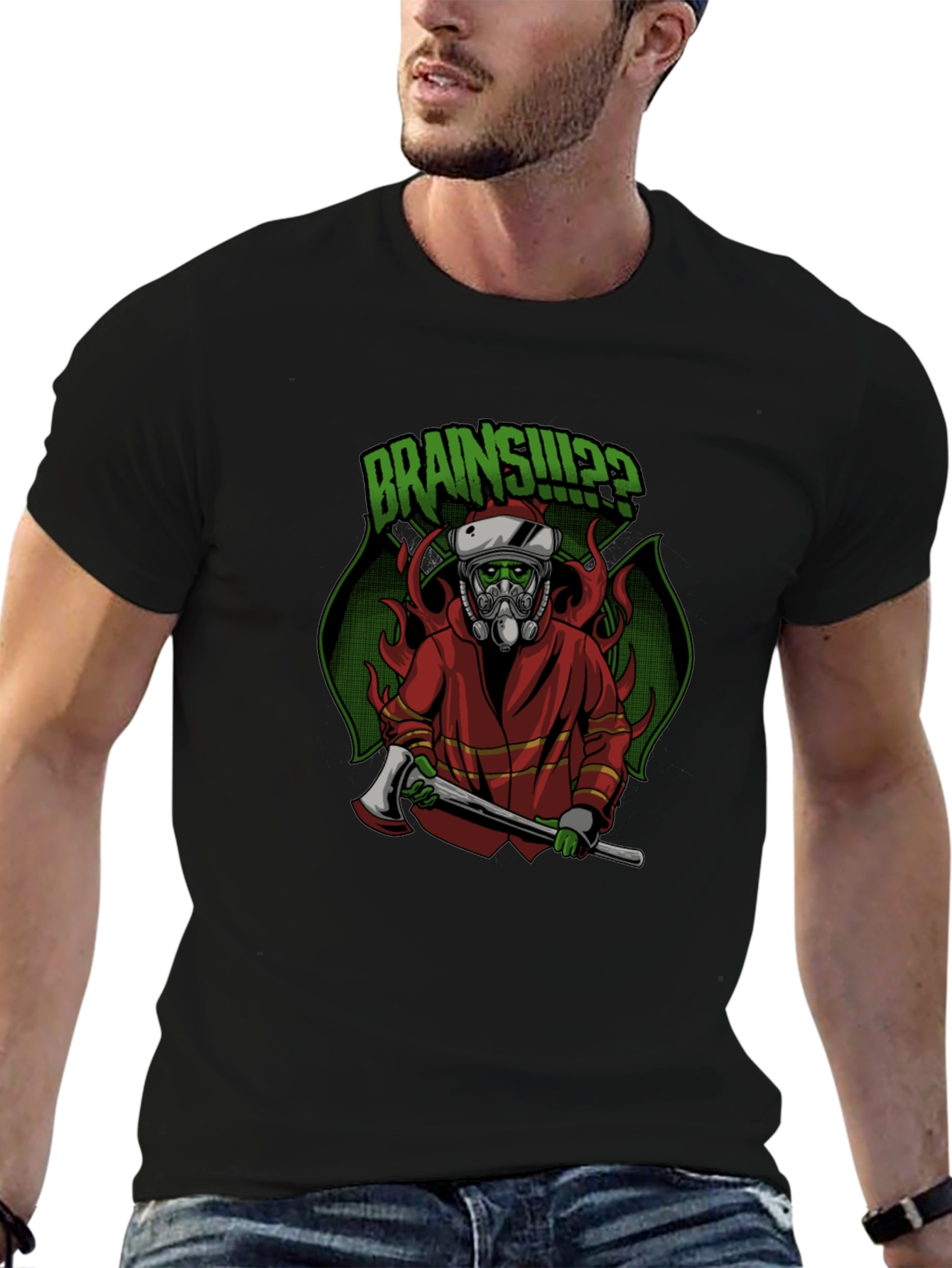Zombie Firefighter T-Shirt: Brains!?