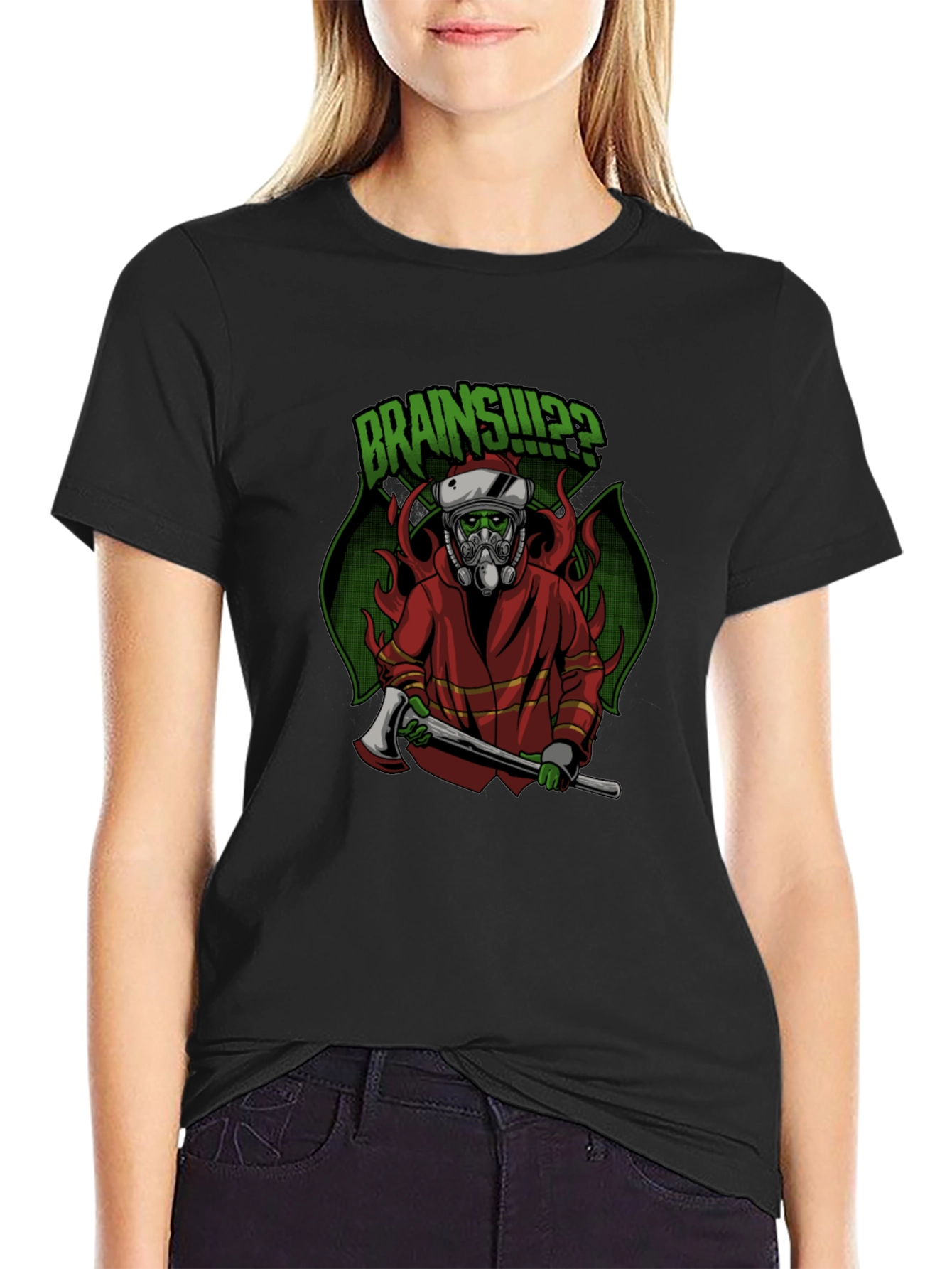 Zombie Firefighter T-Shirt: Brains!?