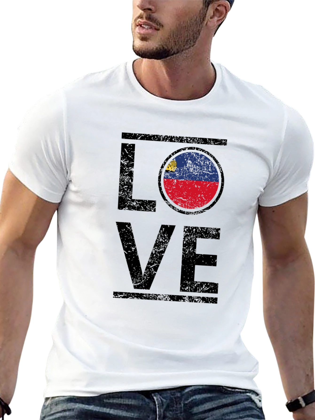 Liechtenstein Flag LOVE T-Shirt - Black Graphic Tee