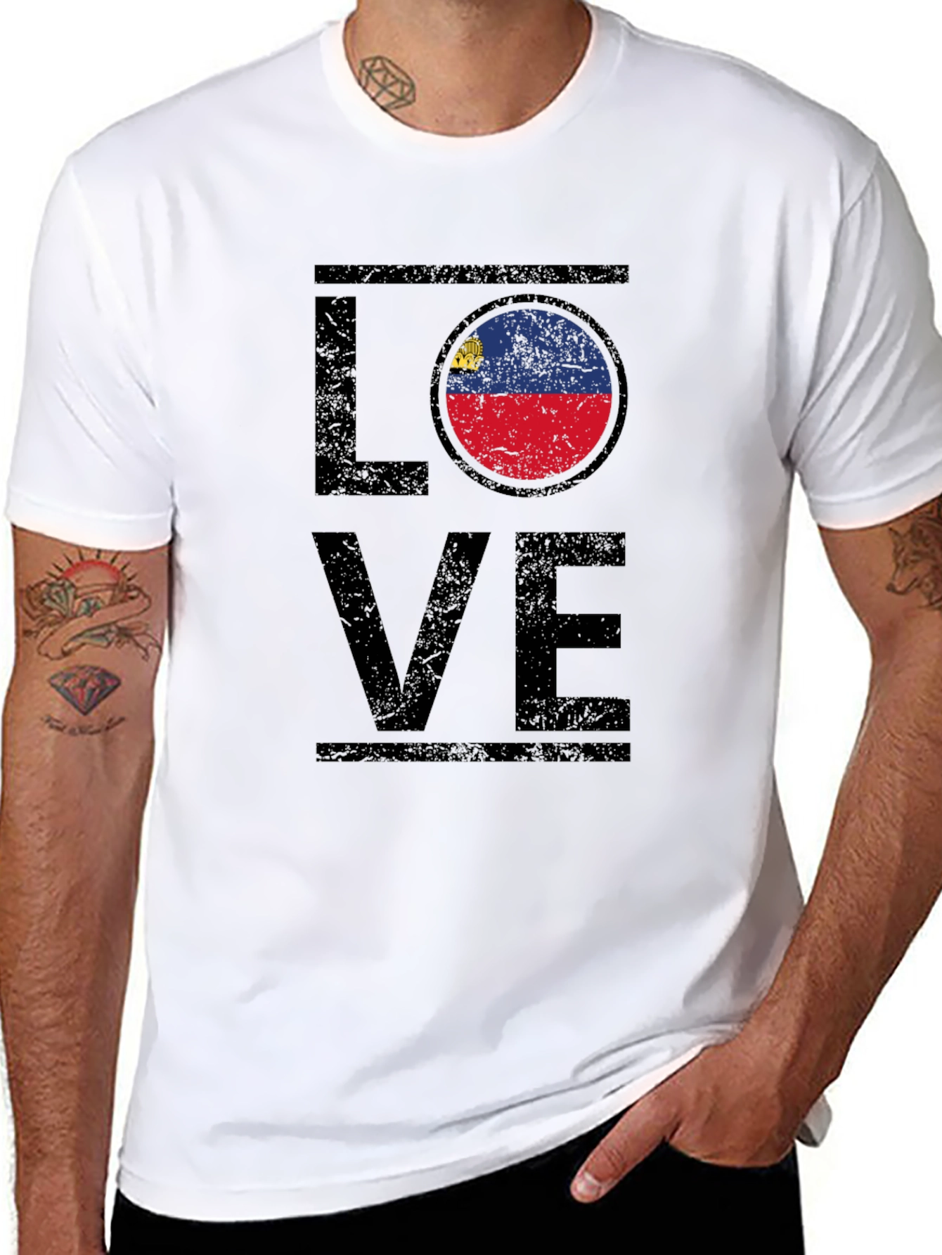 Liechtenstein Flag LOVE T-Shirt - Black Graphic Tee