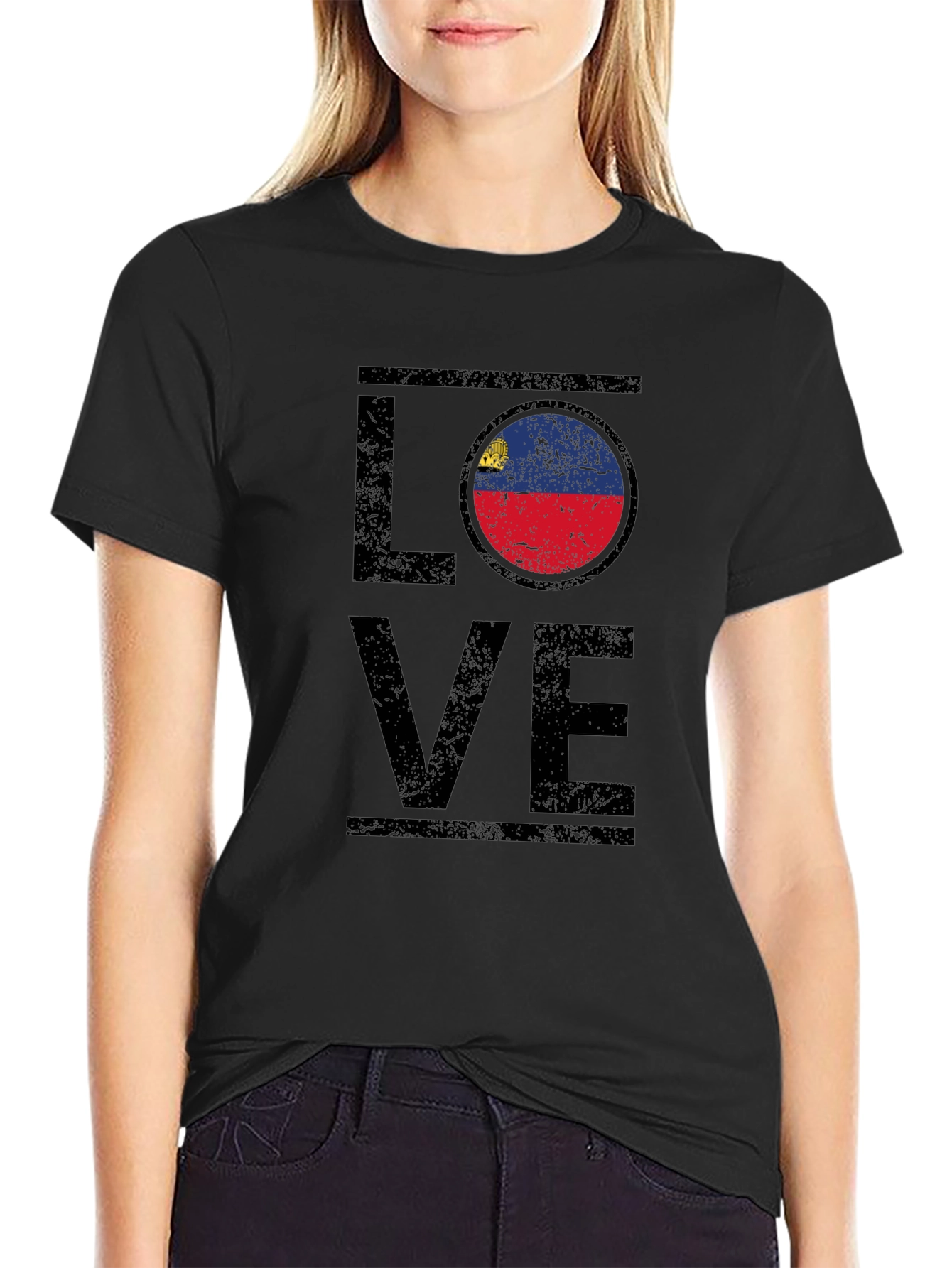 Liechtenstein Flag LOVE T-Shirt - Black Graphic Tee