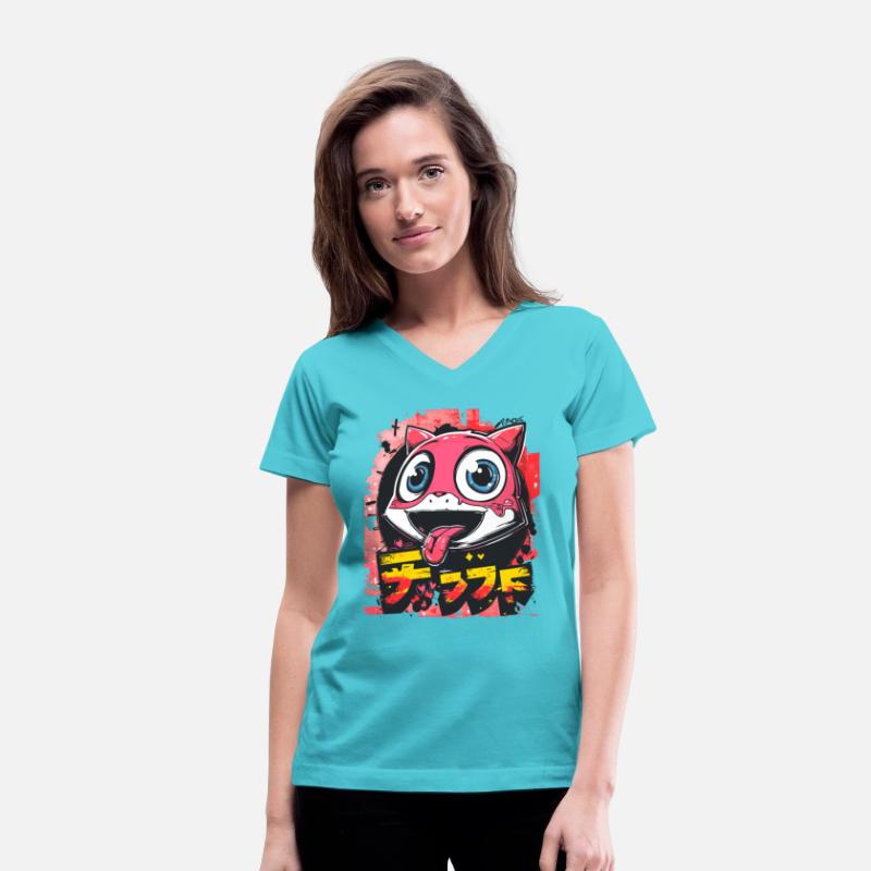 grafitti wall japanese cute anime cheeky cat