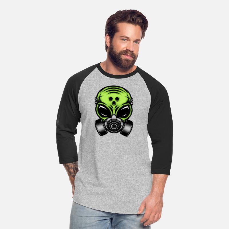 Green alien with gas mask