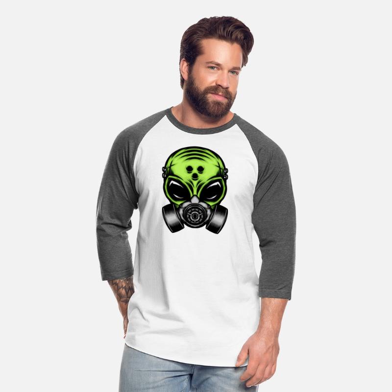 Green alien with gas mask
