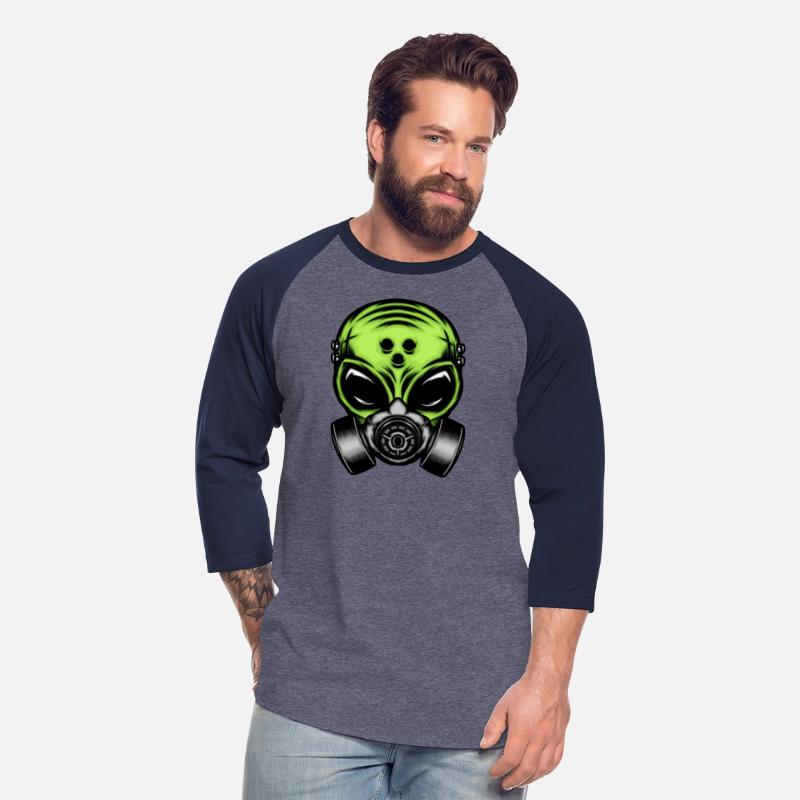 Green alien with gas mask