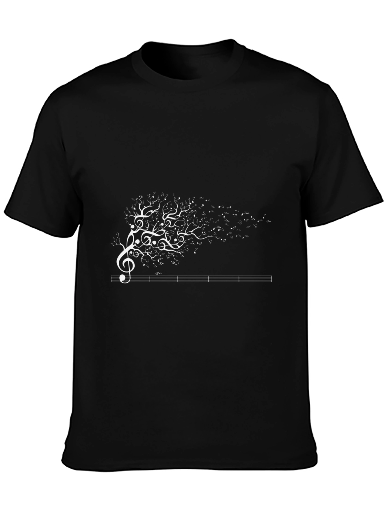 Music Tree Graphic Tee - Black Cotton T-Shirt