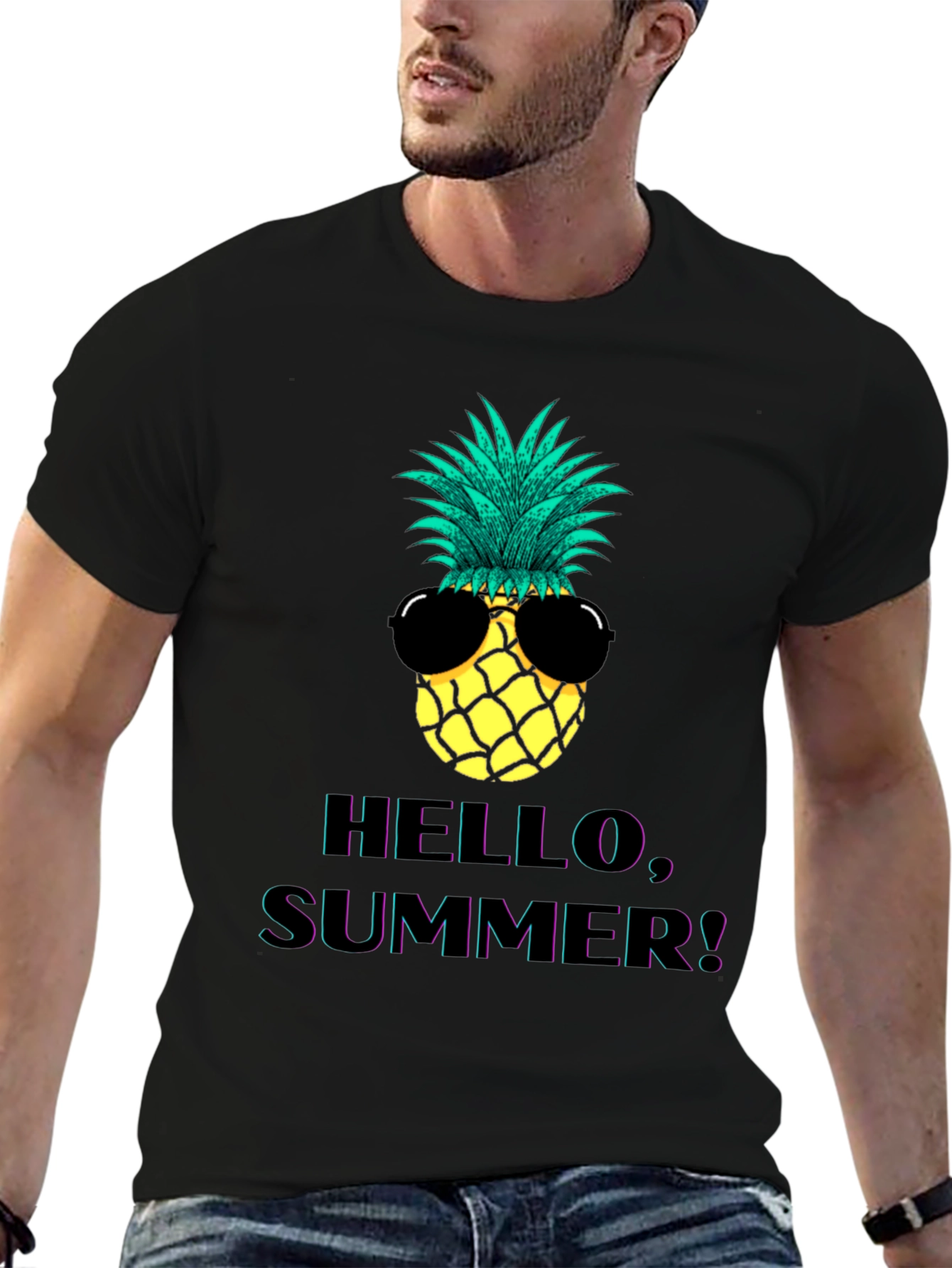 Hello Summer Pineapple Graphic T-Shirt