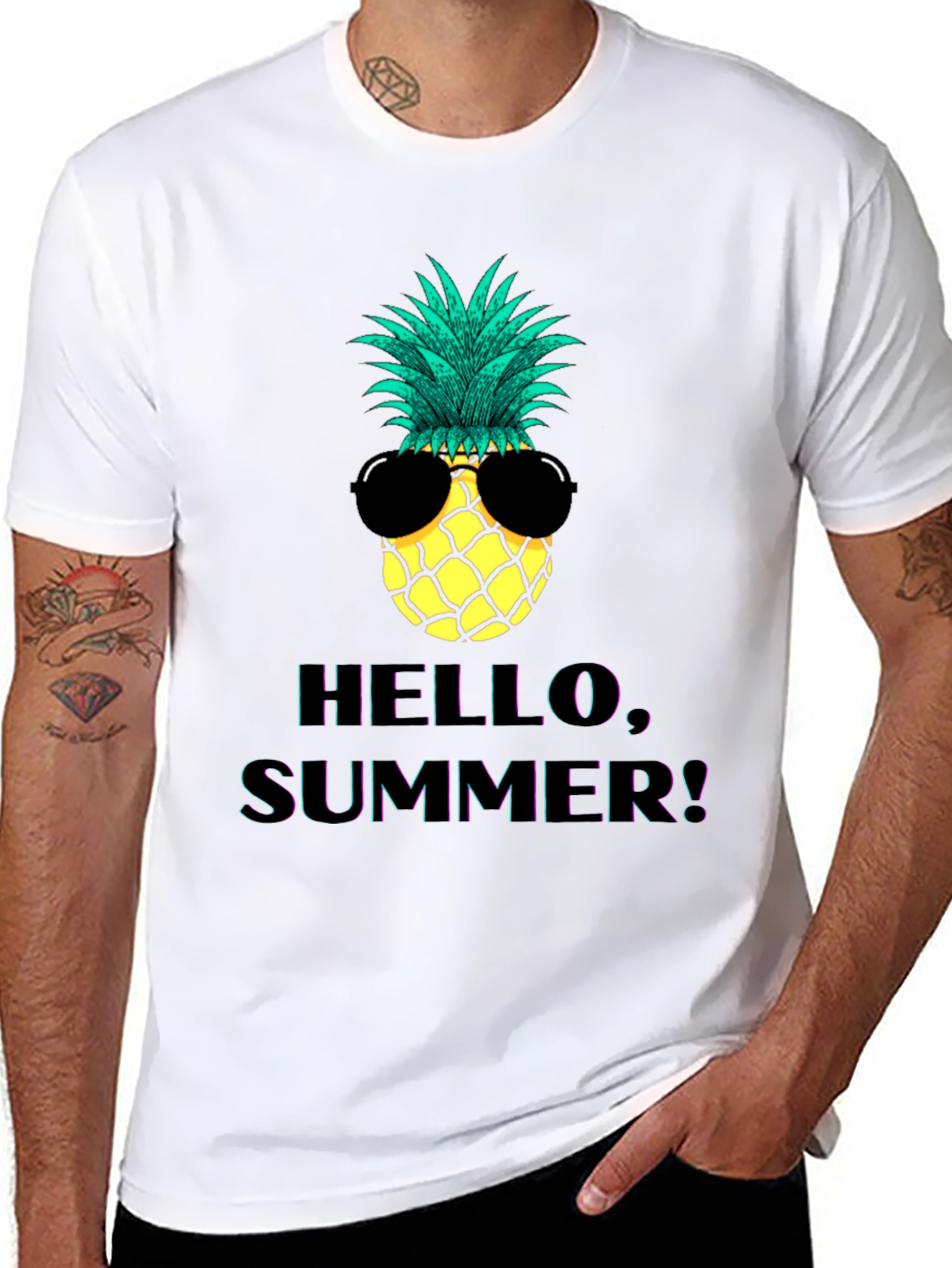 Hello Summer Pineapple Graphic T-Shirt