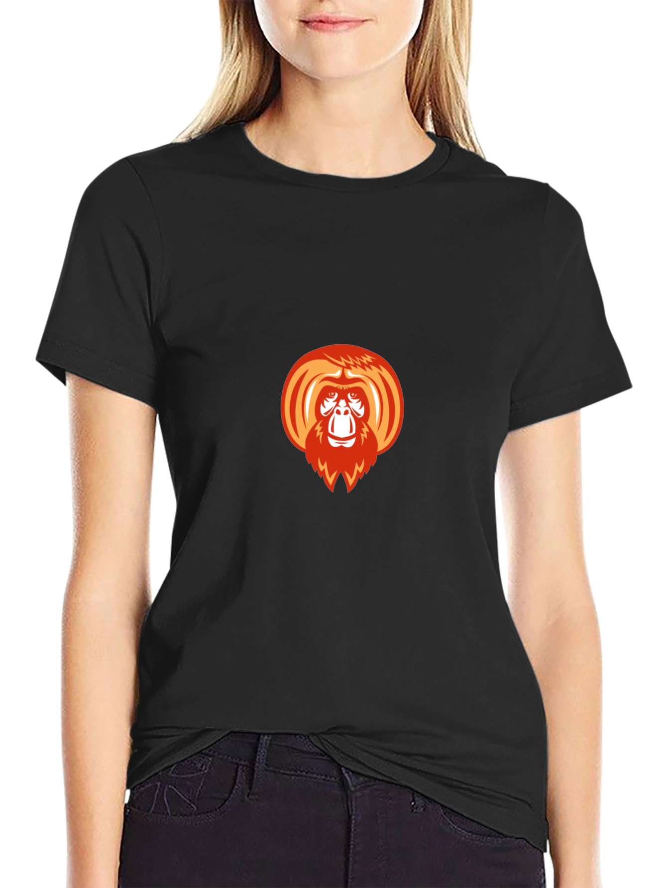 Orangutan Graphic Print Black T-Shirt