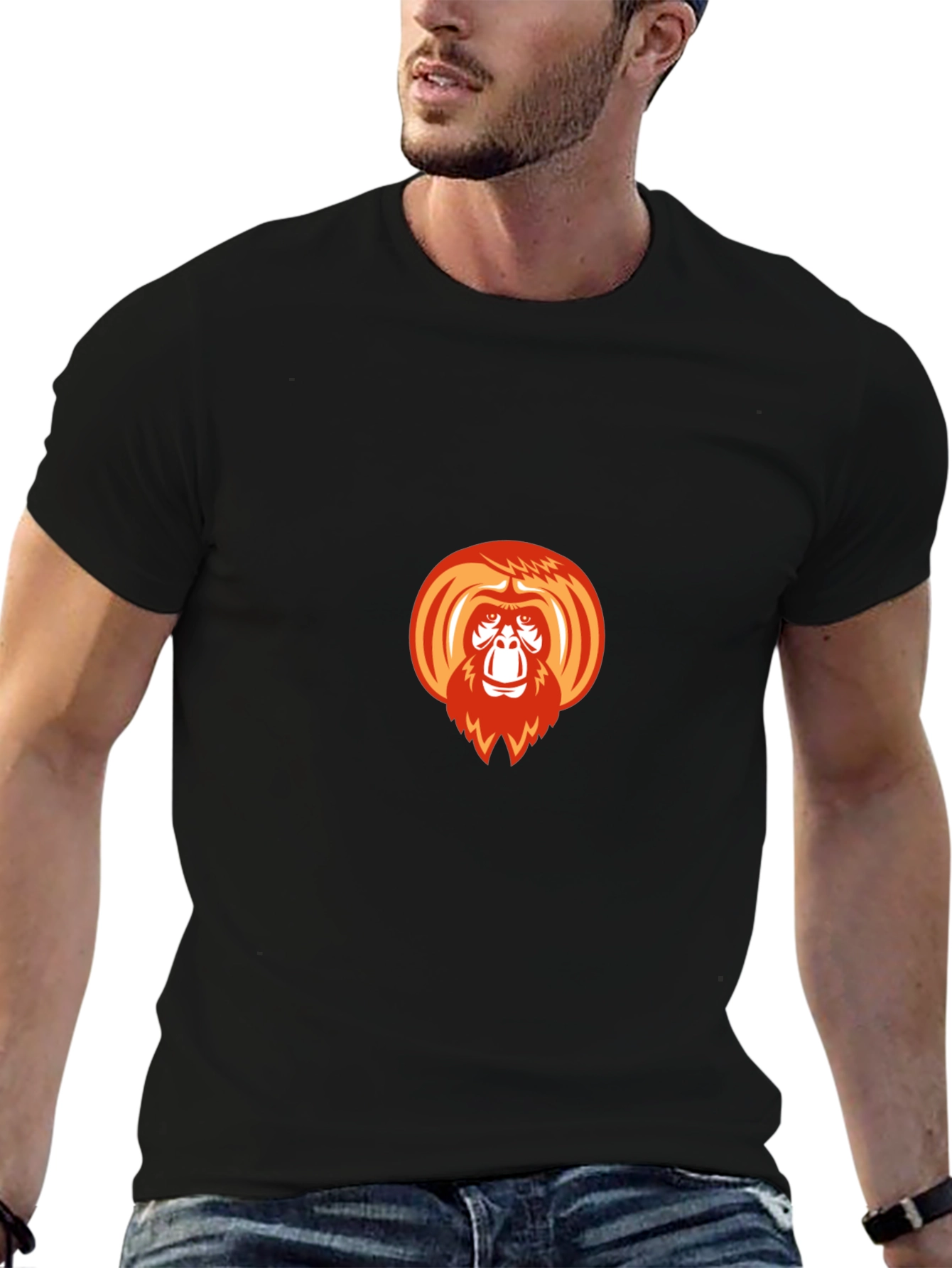 Orangutan Graphic Print Black T-Shirt