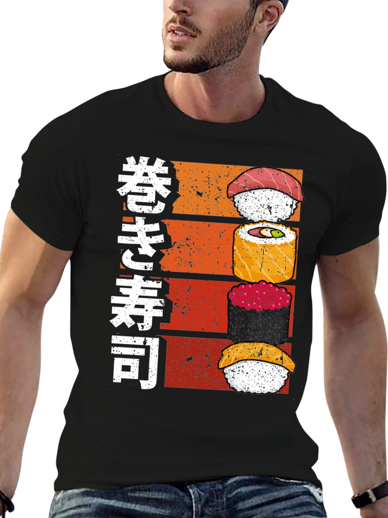 Sushi Stack Graphic Tee - Japanese Food Lovers Shirt