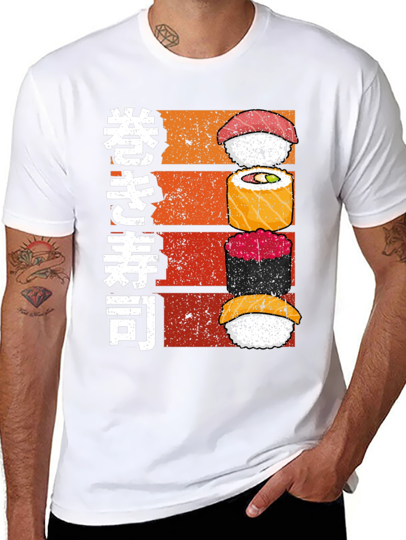 Sushi Stack Graphic Tee - Japanese Food Lovers Shirt