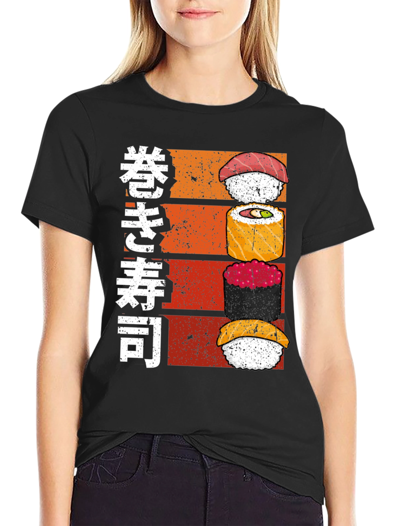 Sushi Stack Graphic Tee - Japanese Food Lovers Shirt