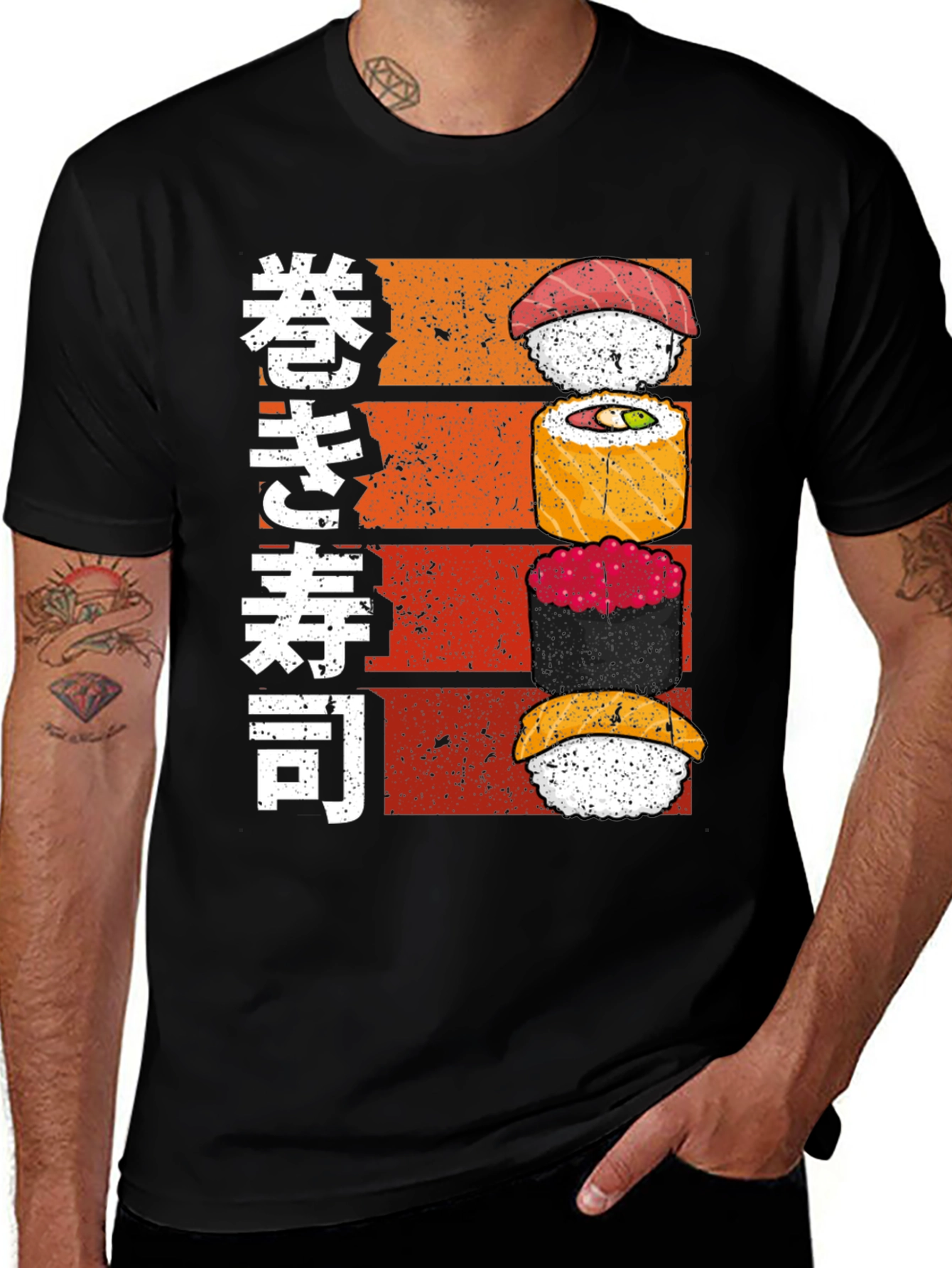 Sushi Stack Graphic Tee - Japanese Food Lovers Shirt
