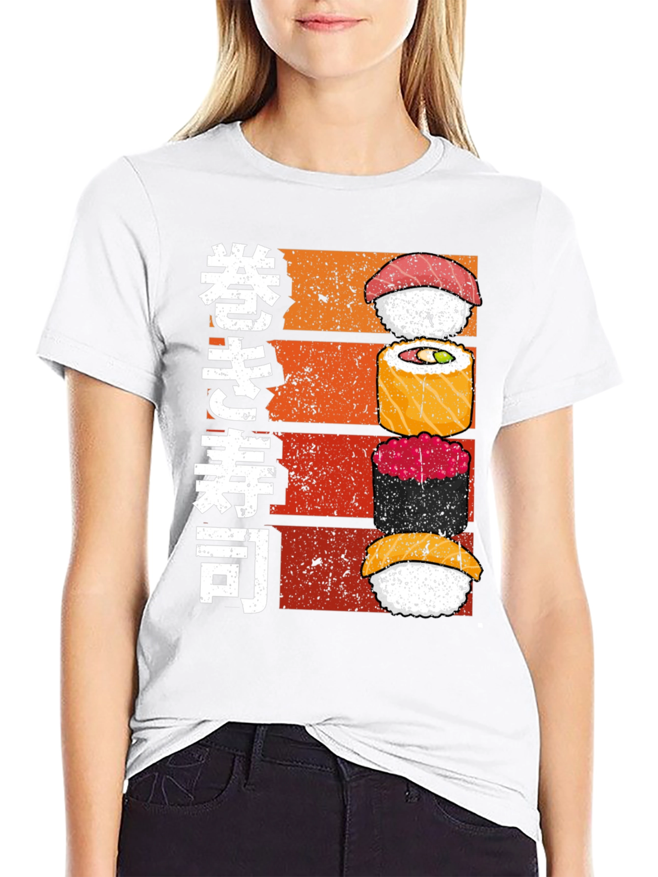 Sushi Stack Graphic Tee - Japanese Food Lovers Shirt