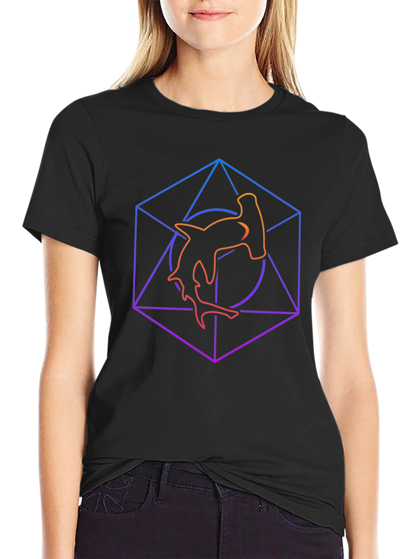 Hammerhead Shark Graphic Tee - Geometric Design