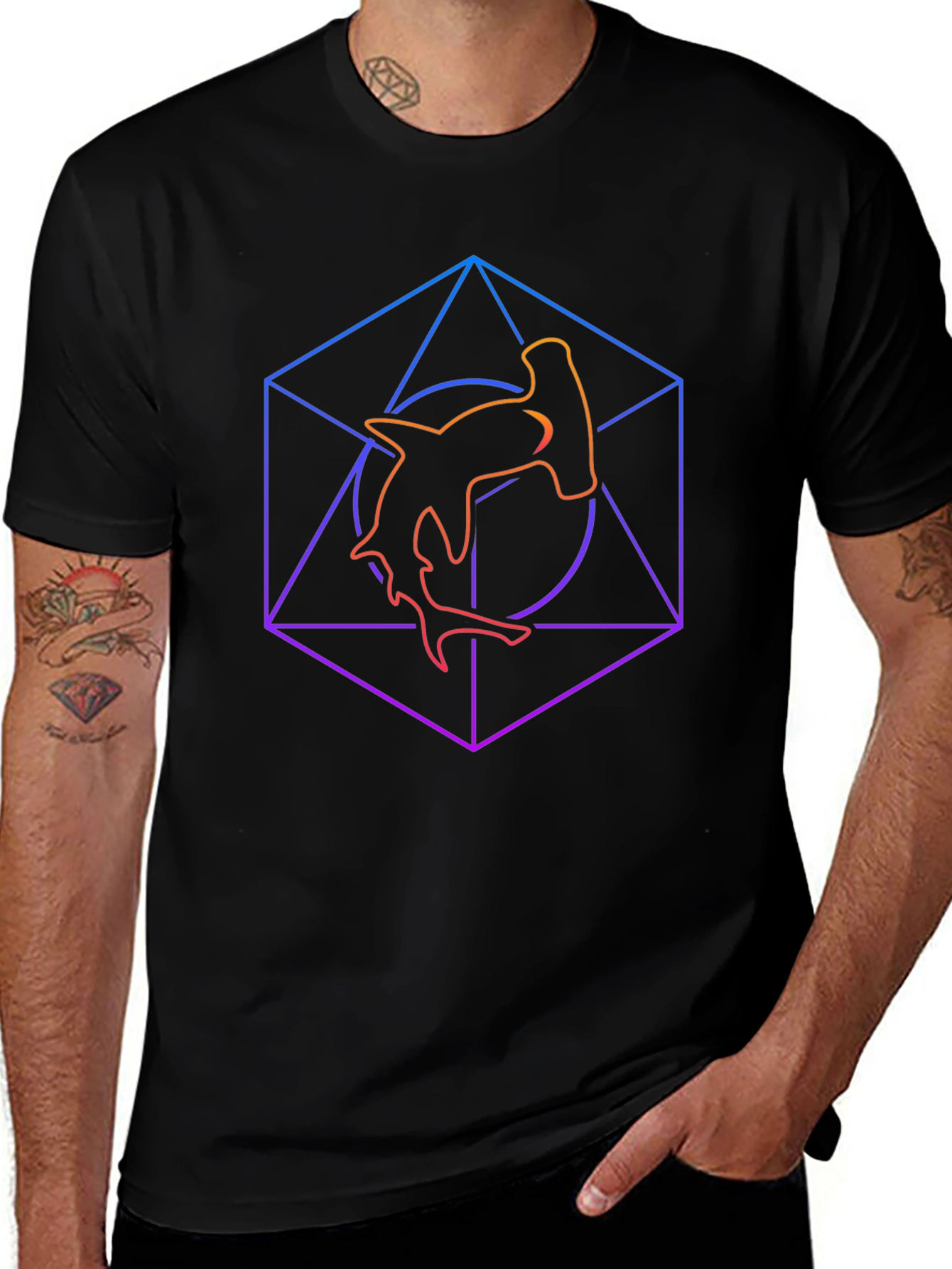 Hammerhead Shark Graphic Tee - Geometric Design