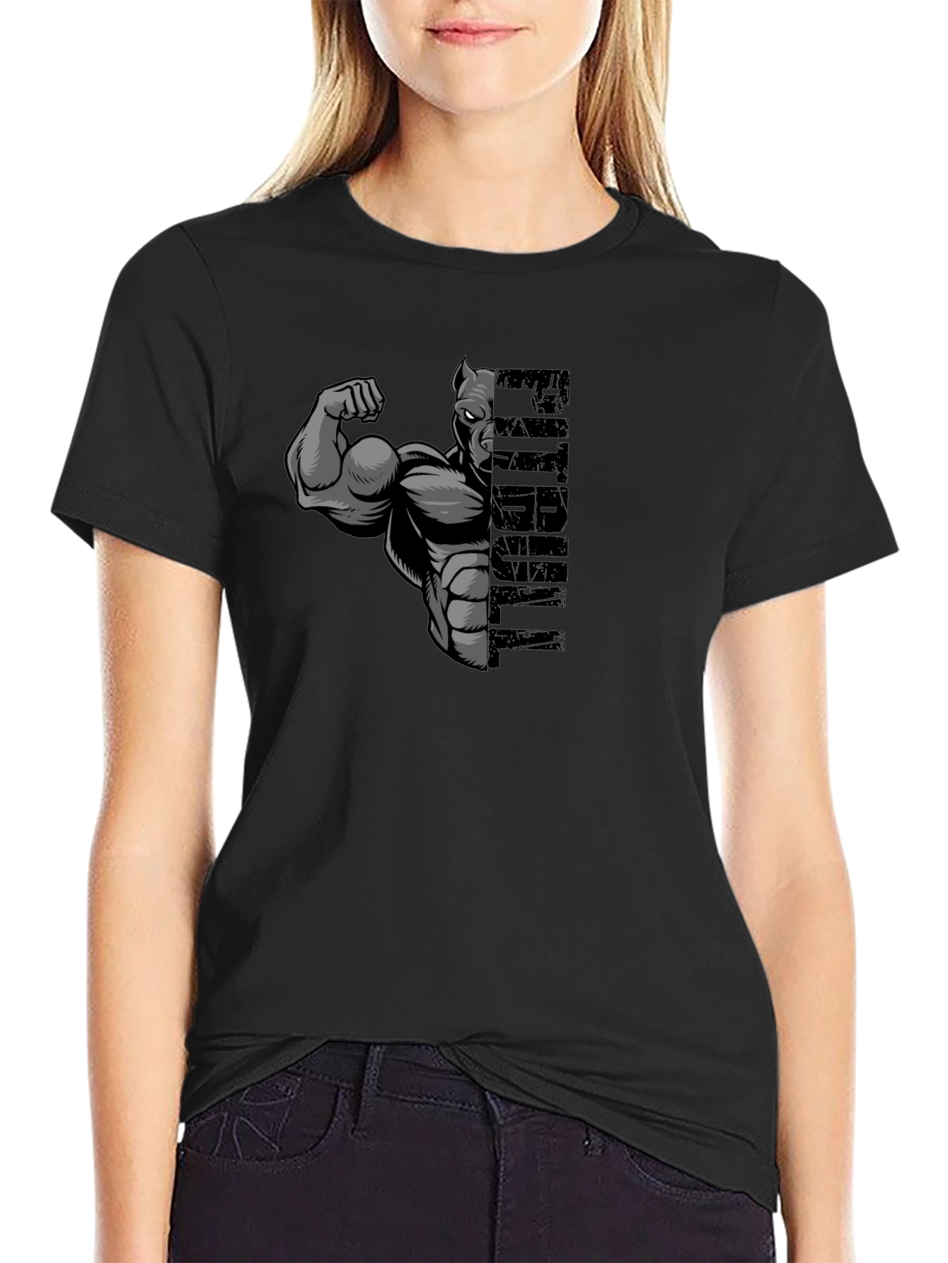 Pitbull Muscle Graphic T-Shirt - Black