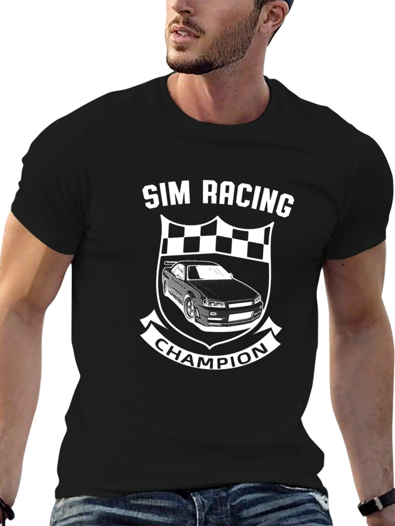 Sim Racing Champion Black Graphic Tee