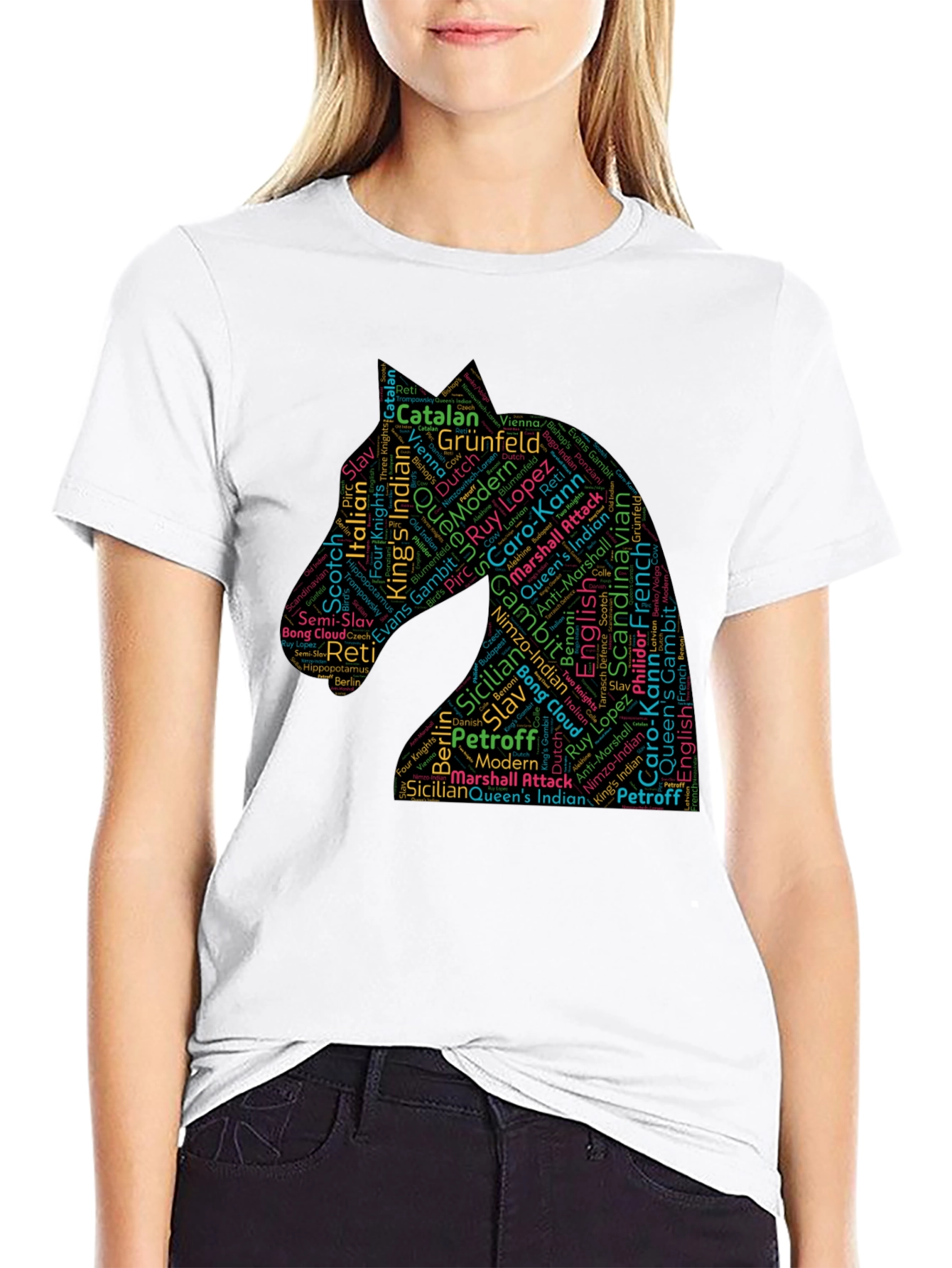 Chess Openings Knight Word Art T-Shirt