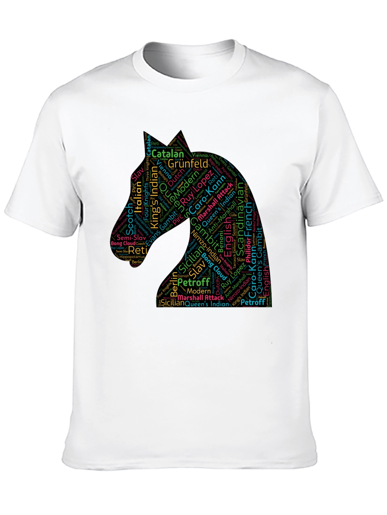 Chess Openings Knight Word Art T-Shirt