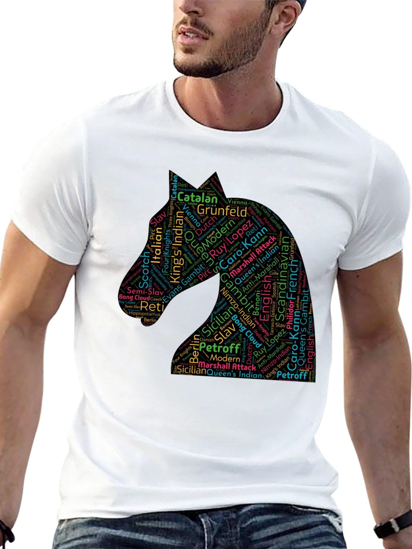 Chess Openings Knight Word Art T-Shirt