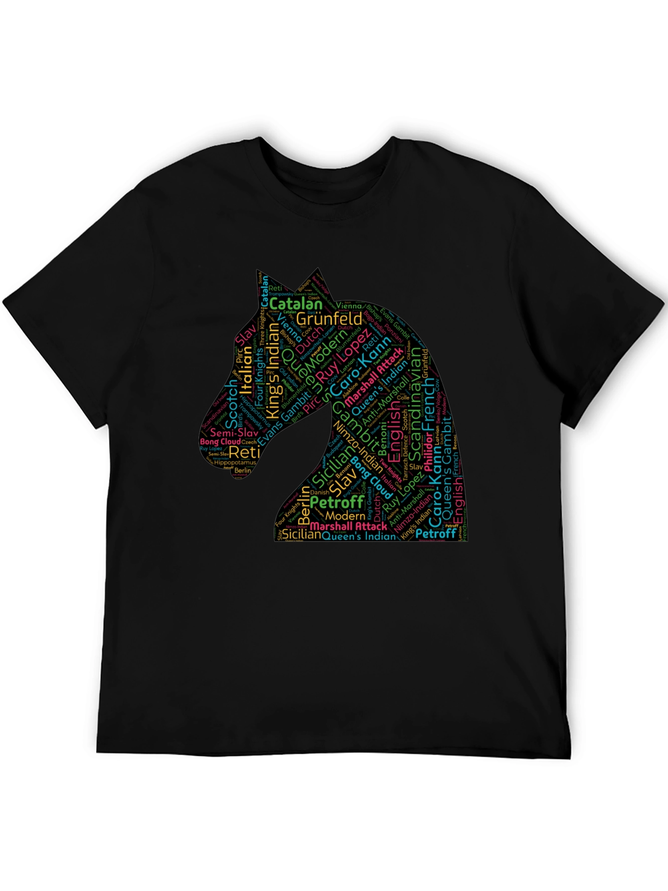 Chess Openings Knight Word Art T-Shirt