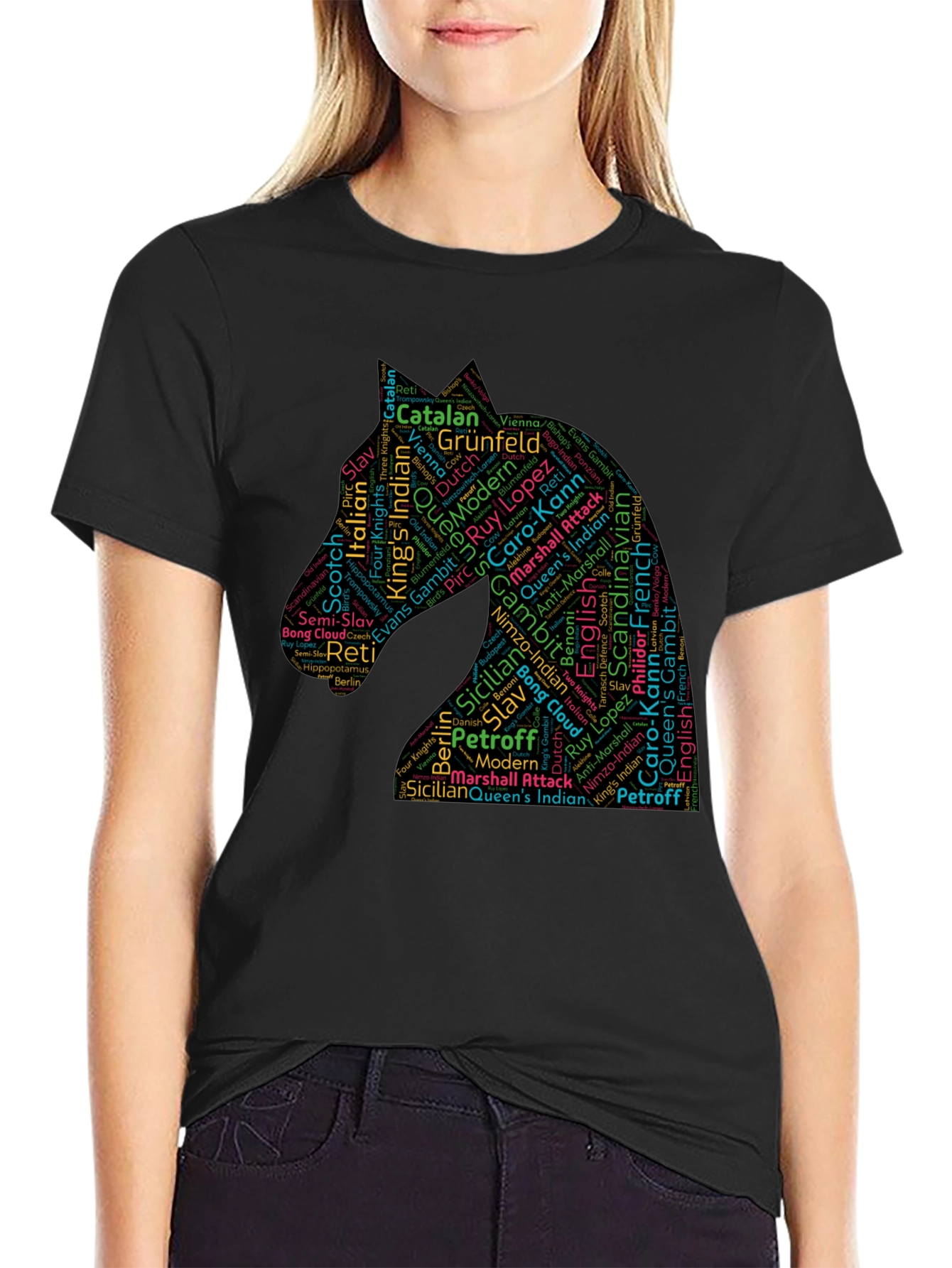 Chess Openings Knight Word Art T-Shirt