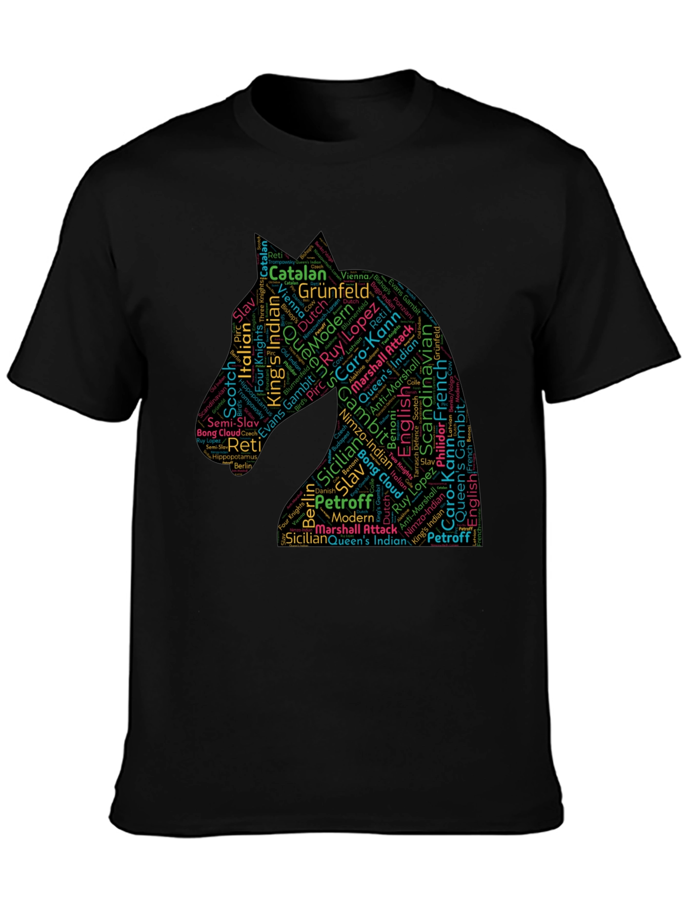 Chess Openings Knight Word Art T-Shirt