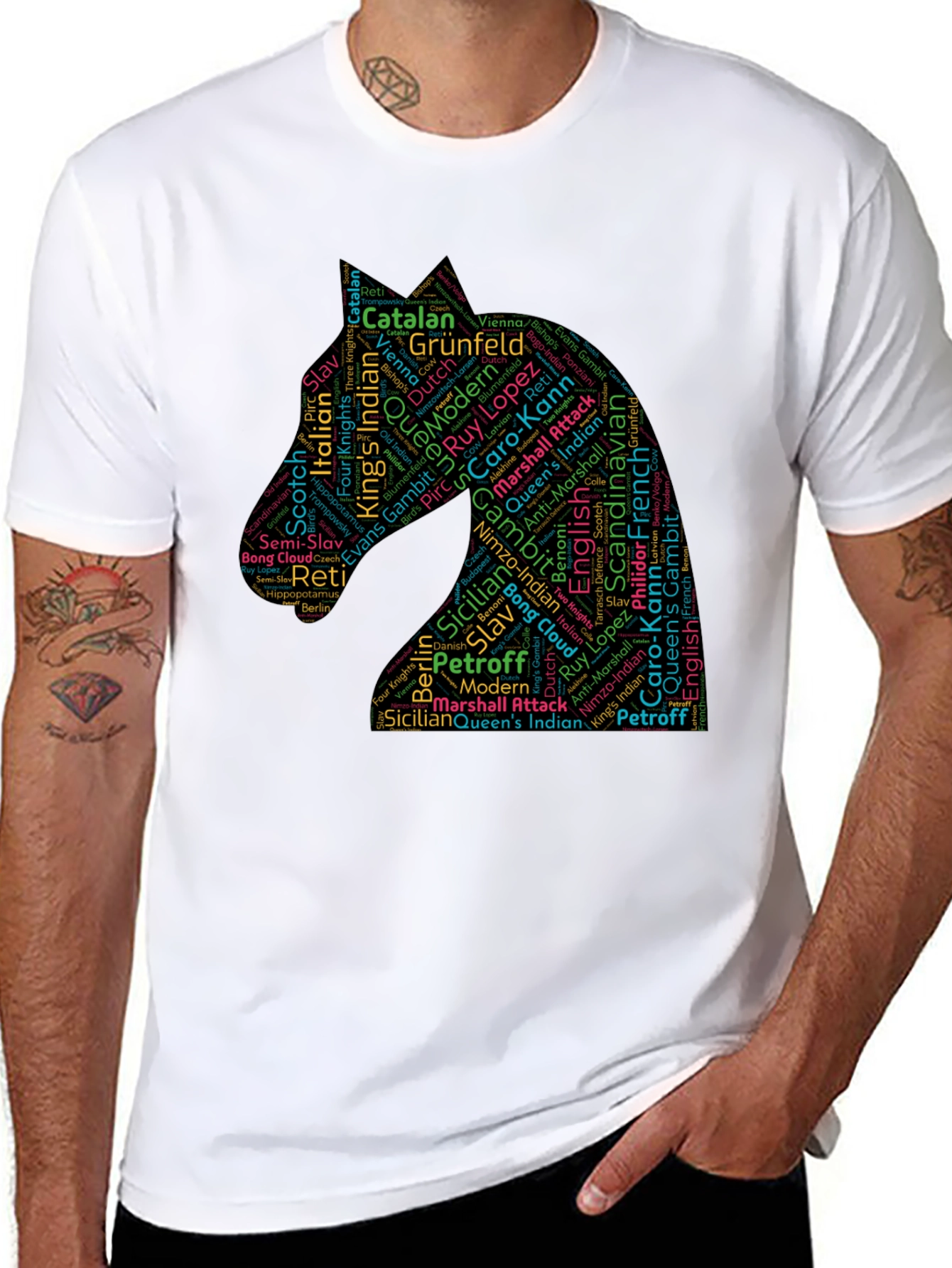 Chess Openings Knight Word Art T-Shirt