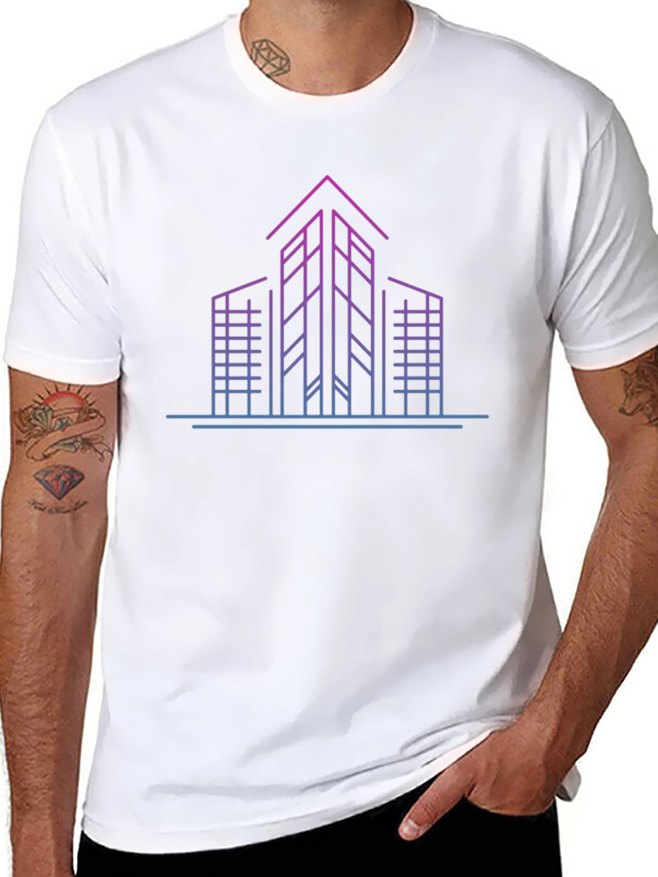 Modern Building Line Art Graphic Tee