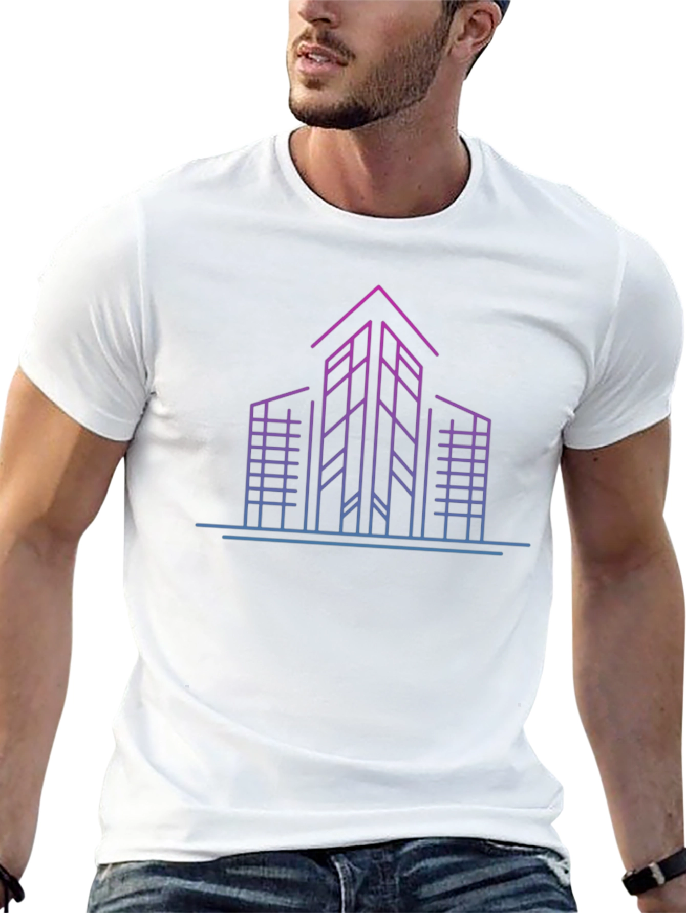 Modern Building Line Art Graphic Tee