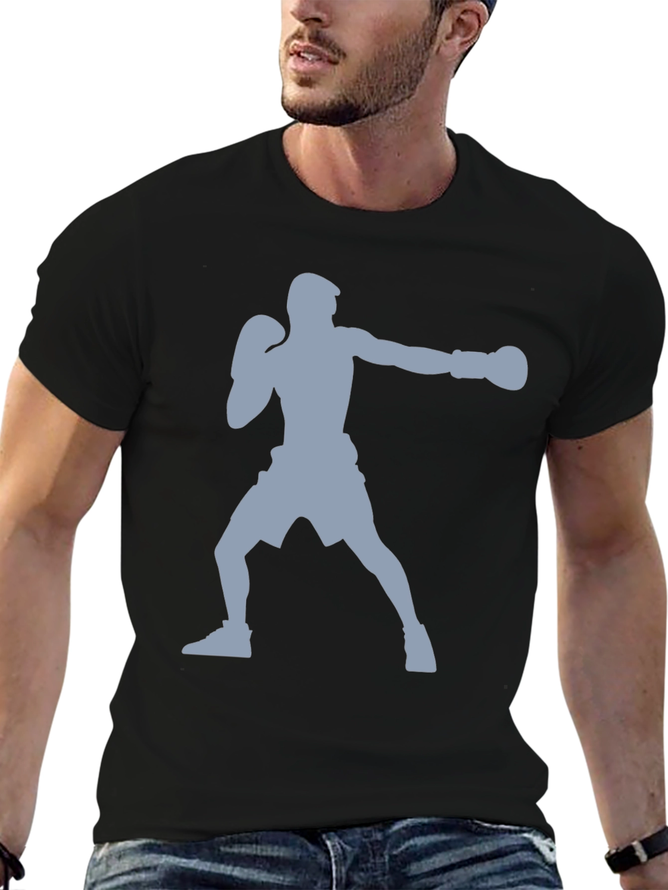 Boxing Silhouette Graphic T-Shirt - Sporty Tee