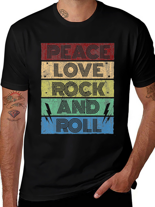 Peace Love Rock and Roll Graphic T-Shirt