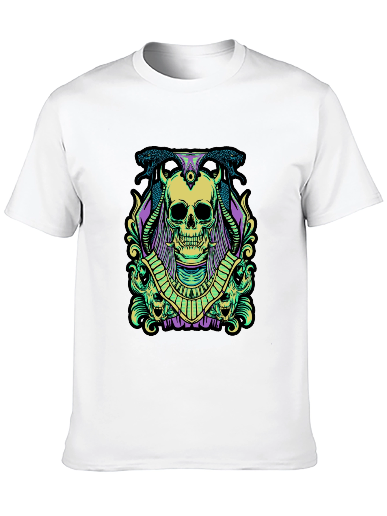 Skull & Snake Graphic Tee - Black Cotton
